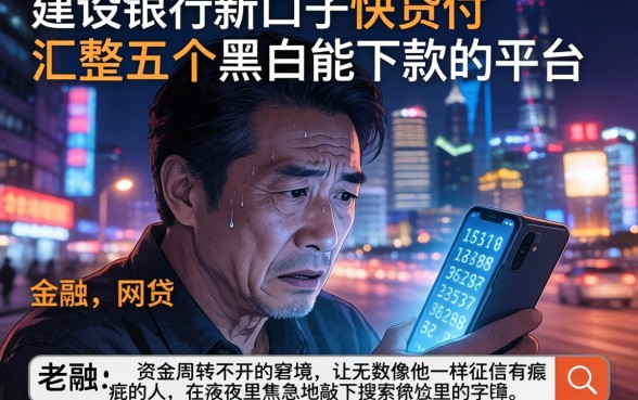 建设银行新口子快贷付，汇整五个黑户能下款的平台