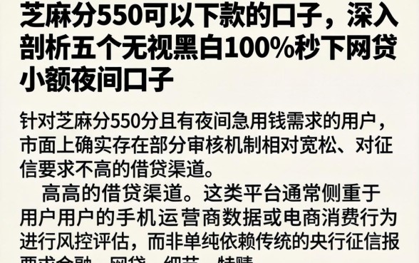 芝麻分550可以下款的口子，深入剖析五个无视黑白100%秒下网贷小额夜间口子
