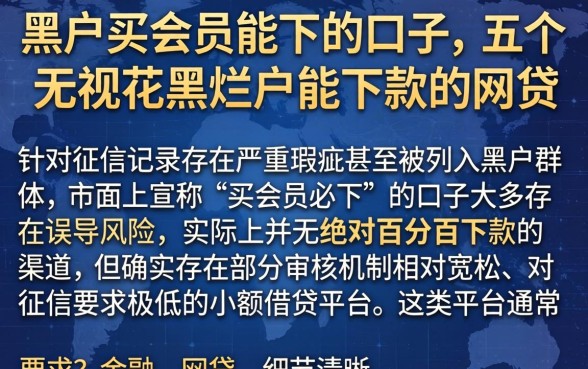 黑户买会员能下的口子，概括五个无视花黑烂户能下款的网贷