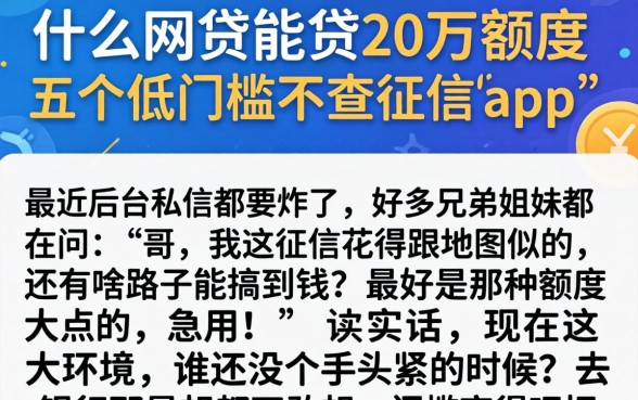 什么网贷能贷20万额度，详尽说明五个低门槛不查征信的app