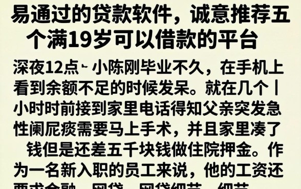 易通过的贷款软件，诚意推荐五个满19岁可以借款的平台