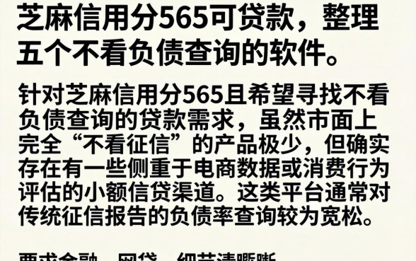 芝麻信用分565可贷款，整理五个不看负债查询的软件