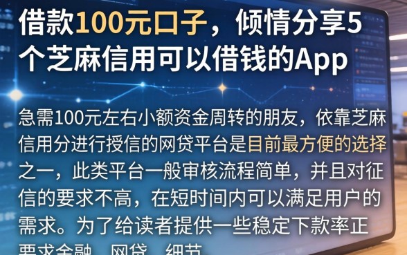 借款100元口子，倾情分享5个芝麻信用可以借钱的app