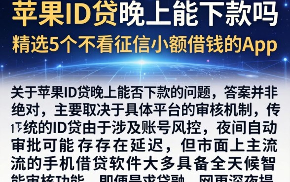 苹果ID贷晚上能下款吗，精选5个不看征信小额借钱的app
