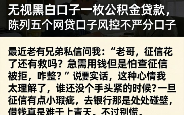 无视黑白口子一枚公积金贷款，陈列五个网贷口子风控不严的口子