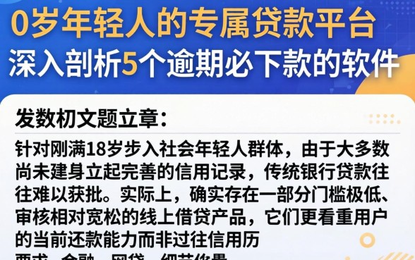 0岁年轻人的专属贷款平台，深入剖析5个逾期必下款的软件