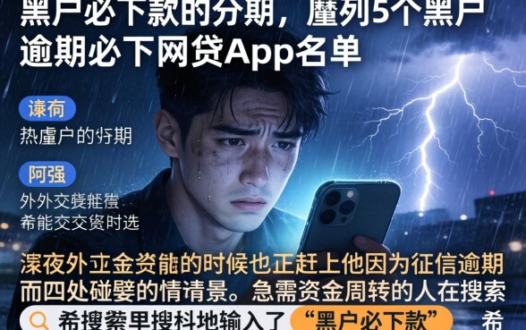 黑户必下款的分期，胪列5个黑户逾期必下网贷app名单