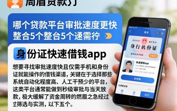 哪个贷款平台审批速度更快，整合5个手机和身份证快速借钱app