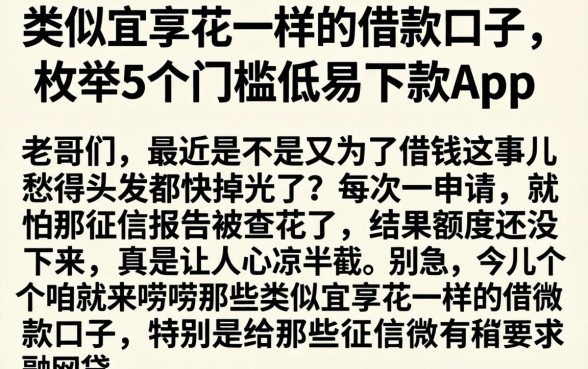 类似宜享花一样的借款口子，枚举5个门槛低易下款app