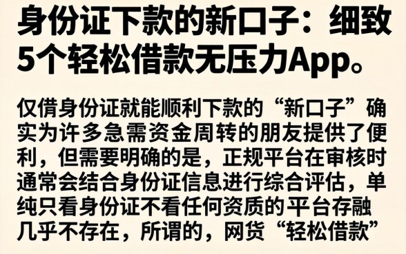 身份证下款的新口子，细致阐述5个轻松借款无压力app