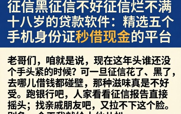 征信黑征信不好征信烂不满十八岁的贷款软件，精选五个手机身份证秒借现金的平台