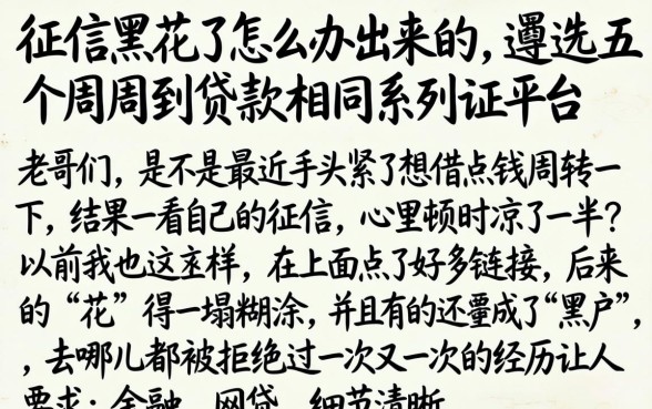 征信黑花了怎么办出来的，遴选五个周周到贷款相同系列的平台