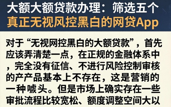大额大额贷款办理,筛选五个真正无视风控黑白的网贷app