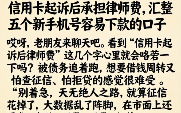 信用卡起诉后承担律师费，汇整五个新手机号容易下款的口子