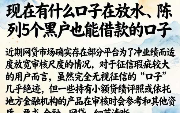 现在有什么口子在放水,陈列5个黑户也能借款的口子