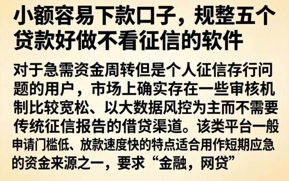 小额容易下款口子,规整五个贷款好做不看征信的软件