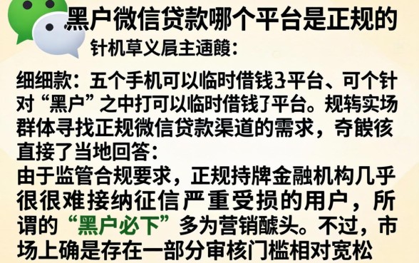 黑户微信贷款哪个平台是正规的，细致阐述五个手机可以临时借钱的平台