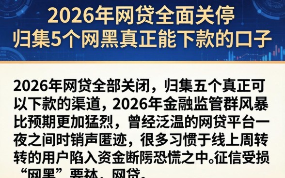 2026年网贷全面关停，归集5个网黑真正能下款的口子