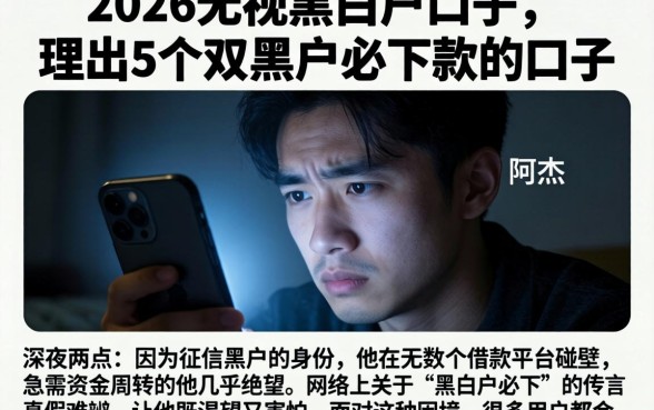 2026无视黑白户口子，理出5个双黑户必下款的口子