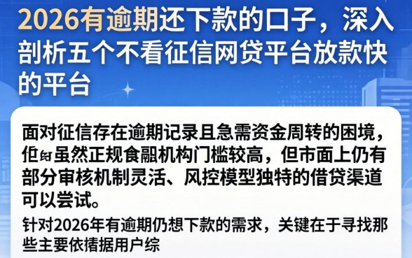 2026有逾期还下款的口子,深入剖析五个不看征信网贷平台放款快的平台