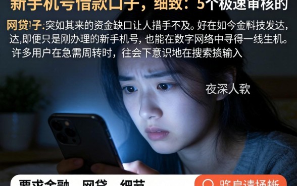 新手机号借款的口子，细致阐述5个极速审核的网贷口子