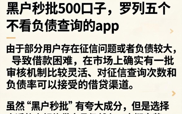 黑户秒批500口子，罗列五个不看负债查询的app