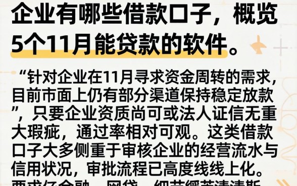企业有哪些借款口子，概览5个11月能贷款的软件