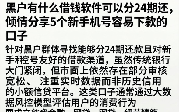 黑户有什么借钱软件可以分24期还，倾情分享5个新手机号容易下款的口子