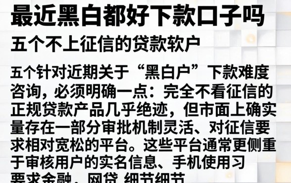 最近黑白都好下款的口子吗，详细阐述五个不上征信的贷款软件