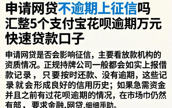 申请网贷不逾期上征信吗，汇整5个支付宝花呗逾期万元快速贷款口子