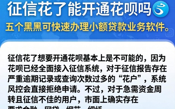 征信花了能开通花呗吗，枚举五个黑户可快速办理小额贷款业务的软件
