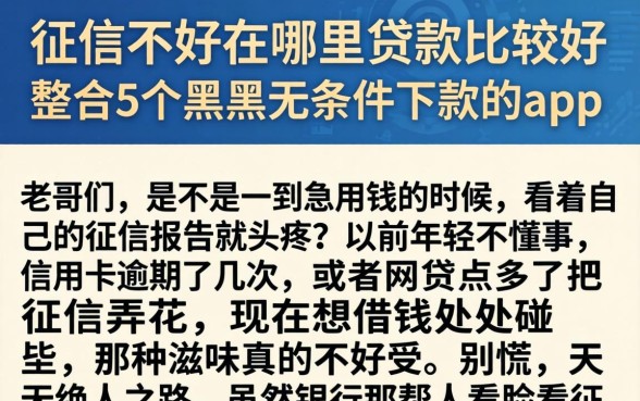 征信不好在哪里贷款比较好，整合5个黑户无条件下款的app