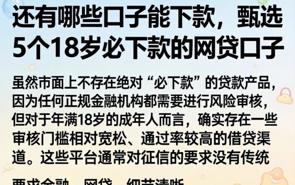 还有哪些口子能下款，甄选5个18岁必下款的网贷口子