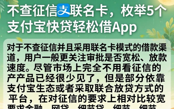 不查征信的联名卡，枚举5个支付宝快贷轻松借app