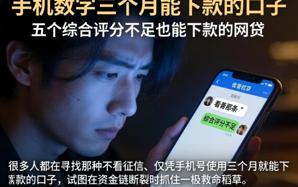 手机数字三个月能下款的口子，详细阐述五个综合评分不足也能下款的网贷