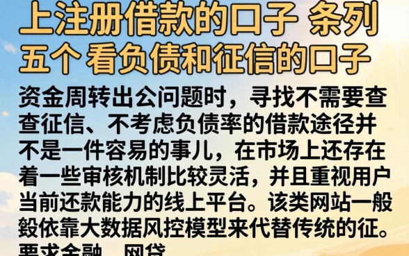 上注册借款的口子，条列五个不看负债和征信的口子