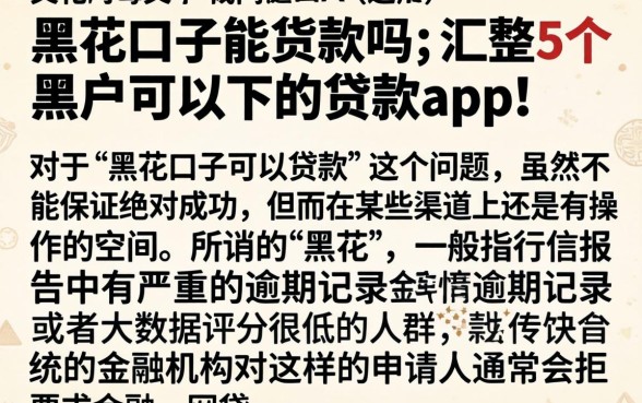 黑花口子能货款吗，汇整5个黑户可以下的贷款app
