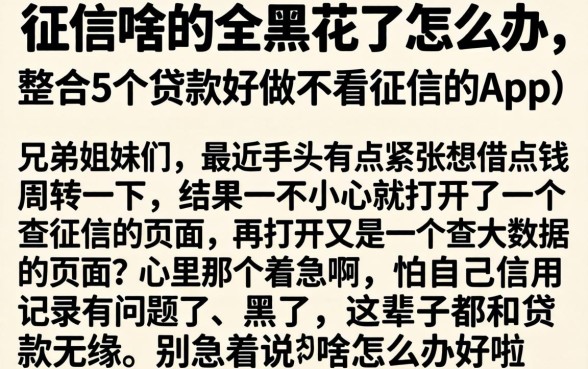 征信啥的全黑花了怎么办，整合5个贷款好做不看征信的app
