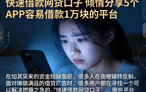快速借款网贷口子，倾情分享5个APP容易借款1万块的平台