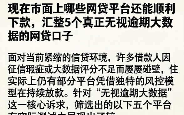 现在市面上哪些网贷平台还能顺利下款，汇整5个真正无视逾期大数据的网贷口子
