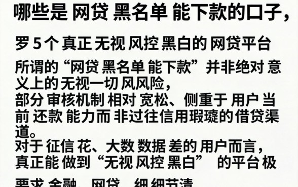 哪些是网贷黑名单能下款的口子，罗列5个真正无视风控黑白的网贷平台