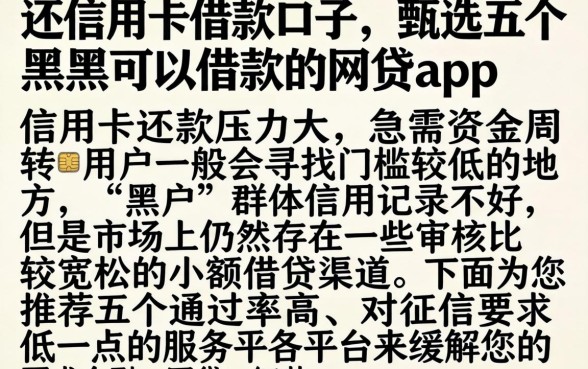 还信用卡借款口子，甄选五个黑户可以借款的网贷app