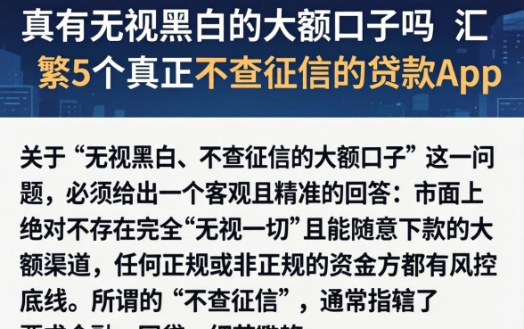 真有无视黑白的大额口子吗，汇整5个真正不查征信的贷款app