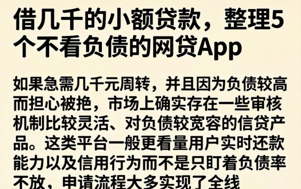 借几千的小额贷款，整理5个不看负债的网贷app