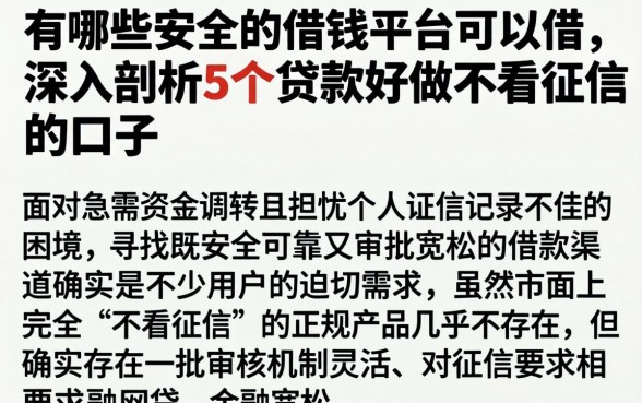 有哪些安全的借钱平台可以借，深入剖析5个贷款好做不看征信的口子