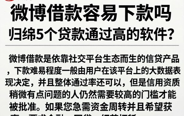 微博借款容易下款吗，归纳5个贷款通过高的软件