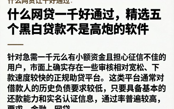 什么网贷一千好通过，精选五个黑白贷款不是高炮的软件