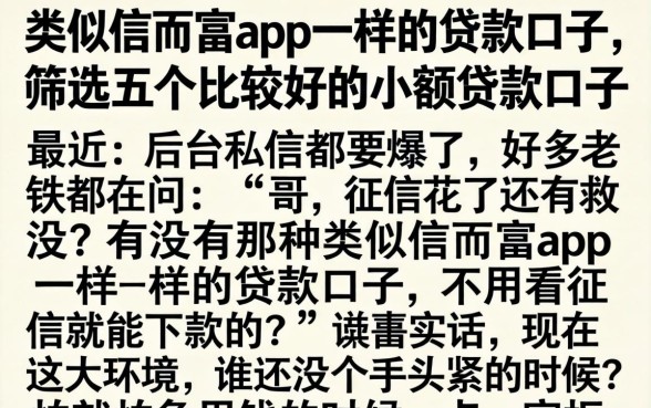 类似信而富app一样的贷款口子，筛选五个比较好的小额贷款口子