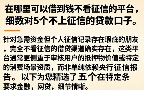 在哪里可以借到钱不看征信的平台，细致阐述5个不上征信的贷款口子