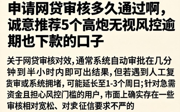 申请网贷审核多久通过啊，诚意推荐5个高炮无视风控逾期也下款的口子